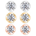 Luxuriant Lab Grown Diamond I2 0.60 ctw Set of 3 Solitaire Stud Earrings in 18K Vermeil YRG and Platinum Over Sterling Silver - Sticky add to cart bar