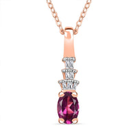 AAA Radiant Ember Garnet and Diamond 0.60 ctw Pendant Necklace in 18K Vermeil Rose Gold Over Sterling Silver 20 Inches