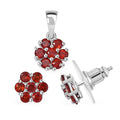Set of 2 Mozambique Garnet 2.20 ctw Solitaire Stud Earrings and Pendant without Chain in Rhodium Over Sterling Silver - Sticky add to cart bar
