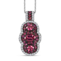 D'Joy Ouro Fino Rubellite and White Zircon 2.00 ctw Pendant Necklace (20 Inches) in Rhodium Over Sterling Silver - Sticky add to cart bar