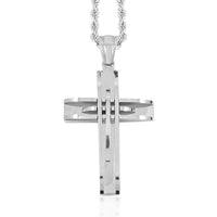 Cross Pendant Necklace 24 Inches in Stainless Steel