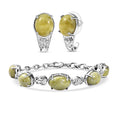 Set of 2 Karis Connemara Marble and White Zircon 29.10 ctw Hoop Earrings and Bracelet (7.25In) in Platinum Bond - Sticky add to cart bar