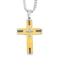 Hellenic Key Cross Pendant Necklace in ION Plated YG and Stainless Steel 24 Inches - Sticky add to cart bar