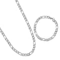 Set of Figaro Chain Bracelet (8.50In) and Necklace (24 Inches) in Stainless Steel - Sticky add to cart bar