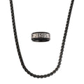 Set of Ring (Size 6.0) and Necklace (24 Inches) in ION Plated Black Stainless Steel - Sticky add to cart bar