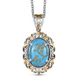 Karis Mojave Blue Turquoise 7.70 ctw Pendant in 18K YG Plated and Platinum Bond with Stainless Steel Necklace 20 Inches - Sticky add to cart bar