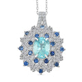 Cambodian Blue Zircon and Multi Gemstone 5.40 ctw Pendant Necklace in Rhodium Over Sterling Silver 20 Inches - Sticky add to cart bar