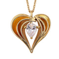 Simulated Diamond Heart Pendant Necklace in Goldtone 20-22 Inches - Sticky add to cart bar