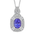D'Joy Tanzanite, White Zircon Pendant Necklace (18 Inches) in Rhodium Over Sterling Silver 2.00 ctw - Sticky add to cart bar