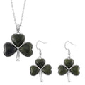 Connemara Marble 110.00 ctw Clover Leaf Earrings and Pendant Necklace 20 Inches in Stainless Steel - Sticky add to cart bar