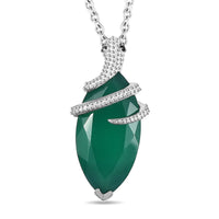 D'Joy Verde Onyx and Thai Black Spinel 6.62 ctw Snake Pendant Necklace in Rhodium Over Sterling Silver 20 Inches