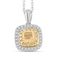 Modani Natural Yellow and White Diamond 0.39 ctw Pendant Necklace in 950 Platinum and 18K Yellow Gold 18 Inhces