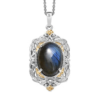 Karis Malagasy Labradorite 12.40 ctw Pendant in 18K YG Plated and Platinum Bond with Stainless Steel Necklace 20 Inches