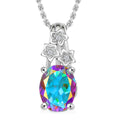 Mercury Mystic Topaz and White Zircon 2.25 ctw Celestial Stars Pendant Necklace in Rhodium Over Sterling Silver 20 Inches - Sticky add to cart bar