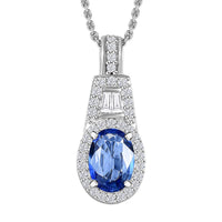 Luxoro AAA Ceylon Blue Sapphire, Padparadscha Sapphire (BT) and Diamond 1.30 ctw Pendant Necklace in 10K White Gold 20 Inches
