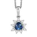 Neptune Garden Mystic Topaz and White Zircon 1.30 ctw Starburst Pendant in Platinum Over Sterling silver with Stainless Steel Necklace (20 Inches) - Sticky add to cart bar