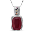 TLV Niassa Ruby (FF) Multi Gemstone Pendant Necklace (20 Inches) in Rhodium Over Sterling Silver 10.50 ctw - Sticky add to cart bar
