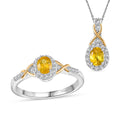 Madagascar Yellow Sapphire and White Zircon 1.90 ctw Infinity Glow Ring (Size 5.0), Pendant Necklace 20 Inches in 18K Vermeil YG and Rhodium Over Sterling Silver (Del. in 8-10 Days) - Sticky add to cart bar