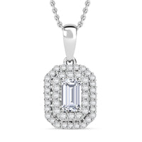 Pendant with Chain (Size 20) in Platinum Over Sterling Silver 0.42 ctw