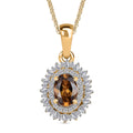 Premium Golden Turkizite and Diamond 1.00 ctw Sunburst Pendant Necklace 20 Inches in 18K Vermeil Yellow Gold Over Sterling Silver - Sticky add to cart bar