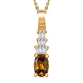 Premium Golden Turkizite and White Diamond 0.60 ctw Pendant Necklace in 18K Vermeil Yellow Gold Over Sterling Silver 20 Inches - Sticky add to cart bar