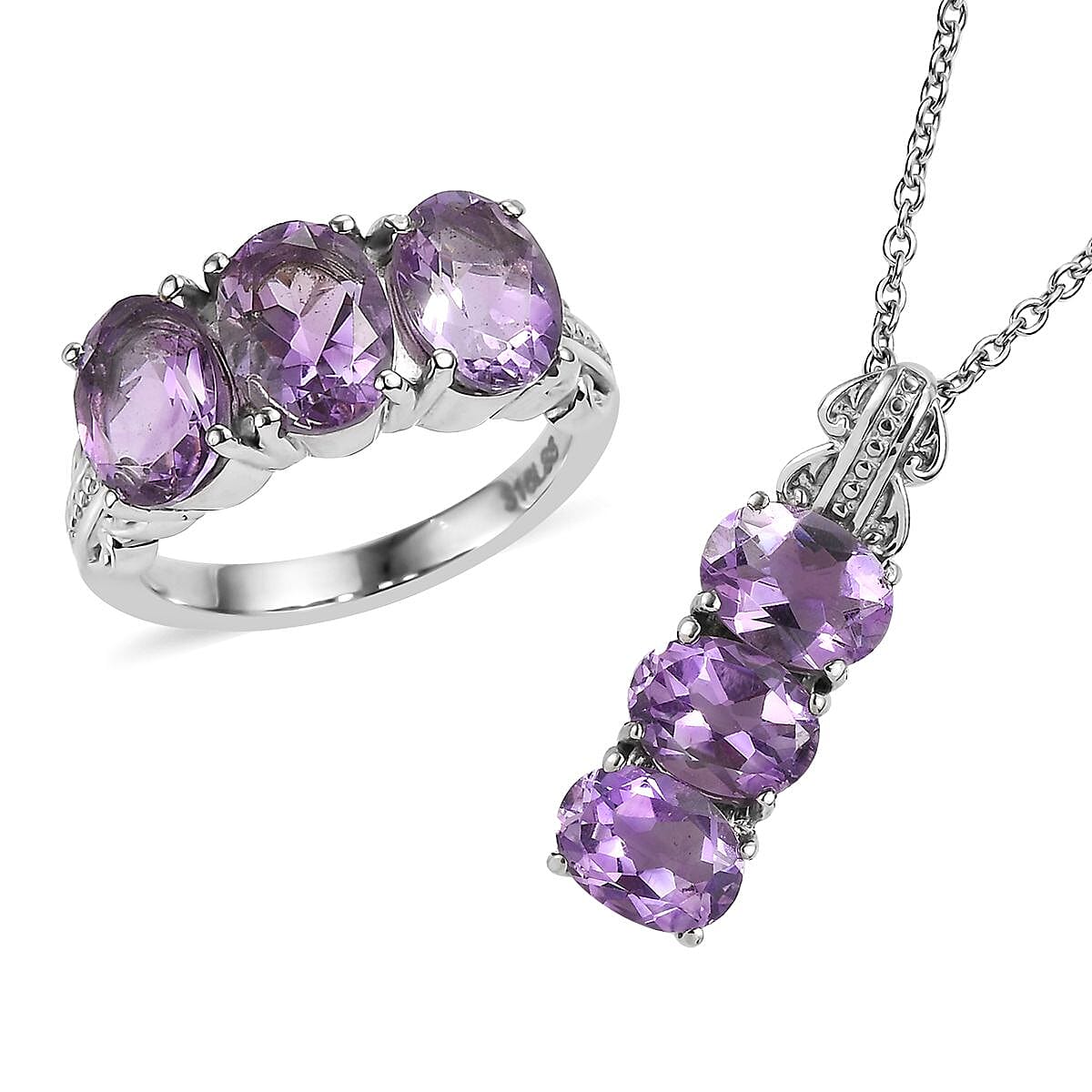 Moroccan Rose Ring (Size 5.00), Pendant Necklace (20 Inches) in Stainless Steel 7.10 ctw