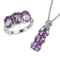Moroccan Rose Ring (Size 5.00), Pendant Necklace (20 Inches) in Stainless Steel 7.10 ctw