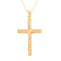 14K Yellow Gold Over Sterling Silver Diamond-Cut Cross Pendant Necklace 20 Inches 2.70 Grams - Sticky add to cart bar