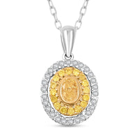 Modani Natural Yellow Diamond and White Diamond 0.43 ctw Pendant Necklace in 950 Platinum and 18K Yellow Gold 18 Inches