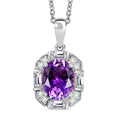Moroccan Rose and White Topaz 3.25 ctw Art Deco Pendant in Platinum Over Sterling Silver with Stainless Steel Necklace 20 Inches - Sticky add to cart bar