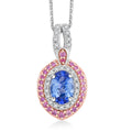 D'Joy Ceylon Blue Sapphire, Multi Gemstone Pendant Necklace (20 Inches) in Rhodium Over Sterling Silver 2.20 ctw - Sticky add to cart bar