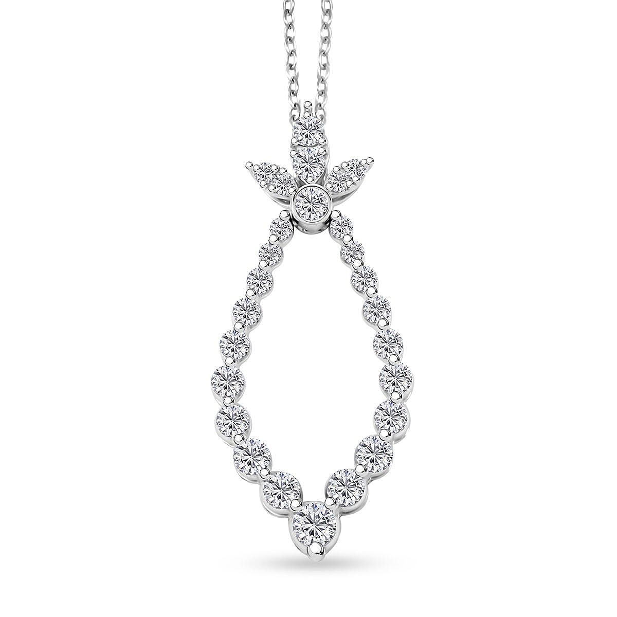 Clarte Icicle Collection Moissanite 1.10 ctw Pendant Necklace in Platinum Over Sterling Silver 18-20 Inches
