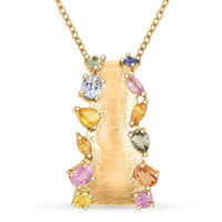 Multi-Sapphire 1.65 ctw Pendant Necklace in 14K Yellow Gold Over Sterling Silver 18 Inches