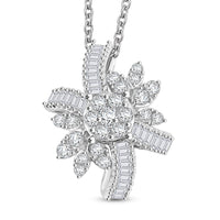 Clarte Snowflake Collection Moissanite 1.40 ctw Pendant Necklace in Platinum Over Sterling Silver 18 Inches
