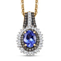 D'Joy Tanzanite, Natural Champagne and White Diamond 1.25 ctw Pendant Necklace 20 Inches in 18K Vermeil Yellow Gold Over Sterling Silver - Sticky add to cart bar