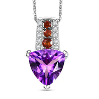 D'Joy Moroccan Rose and Multi Gemstone 2.60 ctw Modern Elegance Pendant Necklace in Platinum Over Sterling Silver 20 Inches