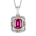 Luxuriant Bixbite (LG) and Multi Gemstone 1.90 ctw Twilight Blossom Pendant Necklace in Rhodium Over Sterling Silver 20 Inches - Sticky add to cart bar