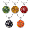 5 Piece Set - Multi Color Murano Style Pendant Necklace 24-28 Inches in Stainless Steel (Del. In 10-12 Days) - Sticky add to cart bar