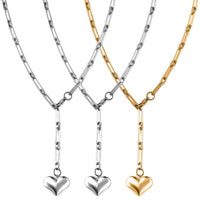 Set of 3 - Heart Necklace in ION Plated YG and Stainless Steel 22 Inches