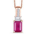 D'Joy Niassa Ruby (FF) and White Zircon 2.90 ctw Pendant Necklace in 18K Vermeil Rose Gold Over Sterling Silver 20 Inches - Sticky add to cart bar