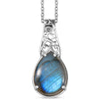 EverTrue Malagasy Labradorite 9.40 ctw Pendant in Platinum Bond with Stainless Steel Necklace 20 Inches - Sticky add to cart bar