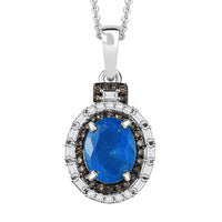 D'Joy Malgache Neon Apatite, Natural Champagne and White Diamond 2.35 ctw Pendant Necklace in Rhodium Over Sterling Silver 20 Inches