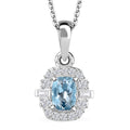 Premium Mangoro Aquamarine and White Zircon 0.70 ctw Ocean Serenity Pendant Necklace in Rhodium Over Sterling Silver 20 Inches - Sticky add to cart bar