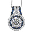 D'Joy 100 Facets Moissanite (Rnd 9mm), Yellow Sapphire Pendant Necklace (20 Inches) in Rhodium Over Sterling Silver 3.45 ctw - Sticky add to cart bar