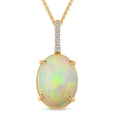 Certified & Appraised Luxoro AAA Ethiopian Welo Opal and G-H I2 Diamond 6.94 ctw Pendant Necklace in 10K Yellow Gold 18 Inches - Sticky add to cart bar