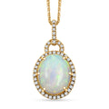 Certified & Appraised Luxoro AAA Ethiopian Welo Opal and G-H I2 Diamond 3.60 ctw Pendant Necklace in 10K Yellow Gold 18 Inches - Sticky add to cart bar