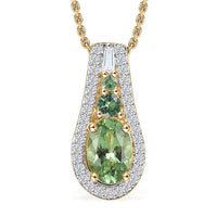 Luxoro Premium Tsavorite Garnet and White Diamond SI 1.10 ctw Pendant Necklace in 10K Yellow Gold 20 Inches