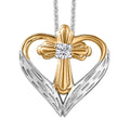 Moissanite Heart Pendant Necklace (20 Inches) in 18K Vermeil YG and Rhodium Over Sterling Silver 0.06 ctw - Sticky add to cart bar
