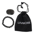 Shungite Beaded Stretch Bracelet and Palm Stone - Sticky add to cart bar