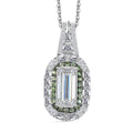 Moissanite (Oct 12x6mm), Tsavorite Garnet Pendant Necklace (20 Inches) in Rhodium Over Sterling Silver 4.40 ctw - Sticky add to cart bar